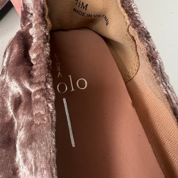 Linea Paolo Mauve Taupe Velvet Marie Buckle Flats 7.5 - Picture 6 of 7